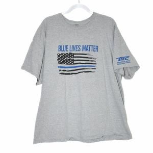 Gildan Mens Gray T-Shirt Blue Lives Matter Round Neck Short Sleeve Size 2XL